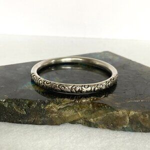 VTG Childrens Youth Sterling Silver 925 Y&S Round Repousse Bangle Bracelet Sz 6"
